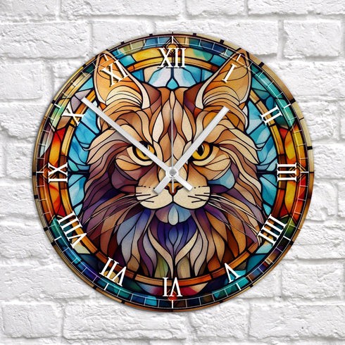 Cat Maine Coon Suncatcher Effect Clock